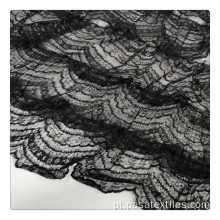 Tecido extravagante preta bordado plissado vestido fazendo tecido de renda tecido de renda para vestidos de casamento